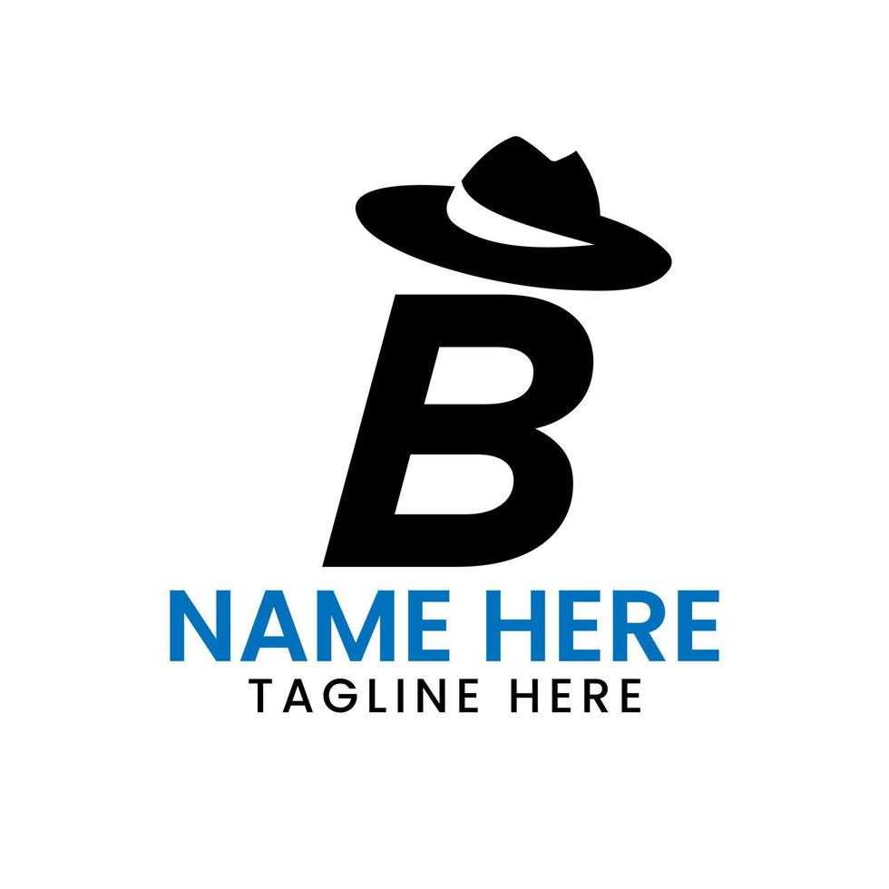 Brief b Herren Hut Logo Design Konzept mit Cowboy Hut Symbol Vorlage vektor