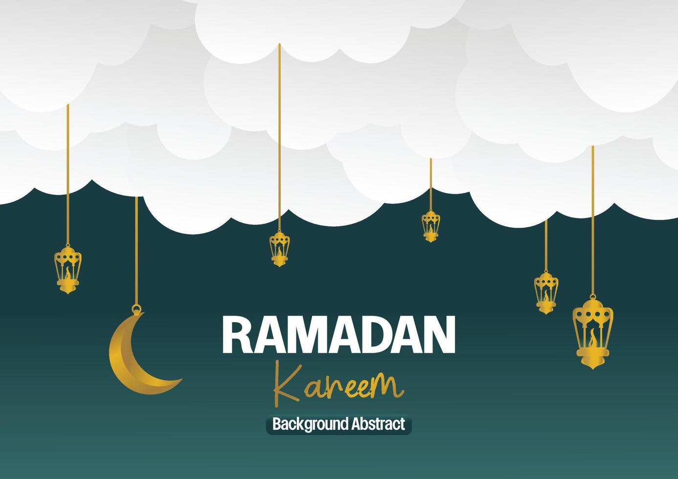 Ramadan kareem Gruß Banner oder Karte Design mit 3d Papier Schnitt Ornament von islamisch Laterne, Mond im golden Farbe. Vektor Illustration. Platz zum Text