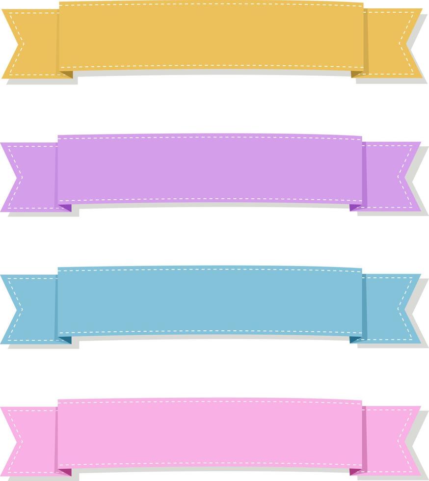 pastell band banderoller, dekorativ pastell band i platt design, märka platt design uppsättning vektor