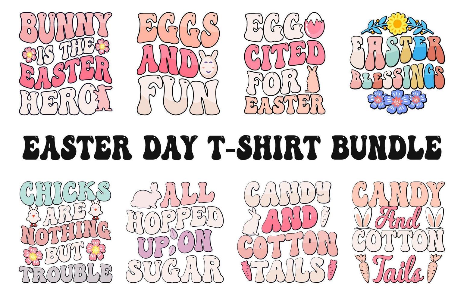 Ostern Tag t Hemd Design bündeln, Hase Ostern Tag bunt T-Shirt Satz, glücklich Ostern Tag t Hemd Design Vektor