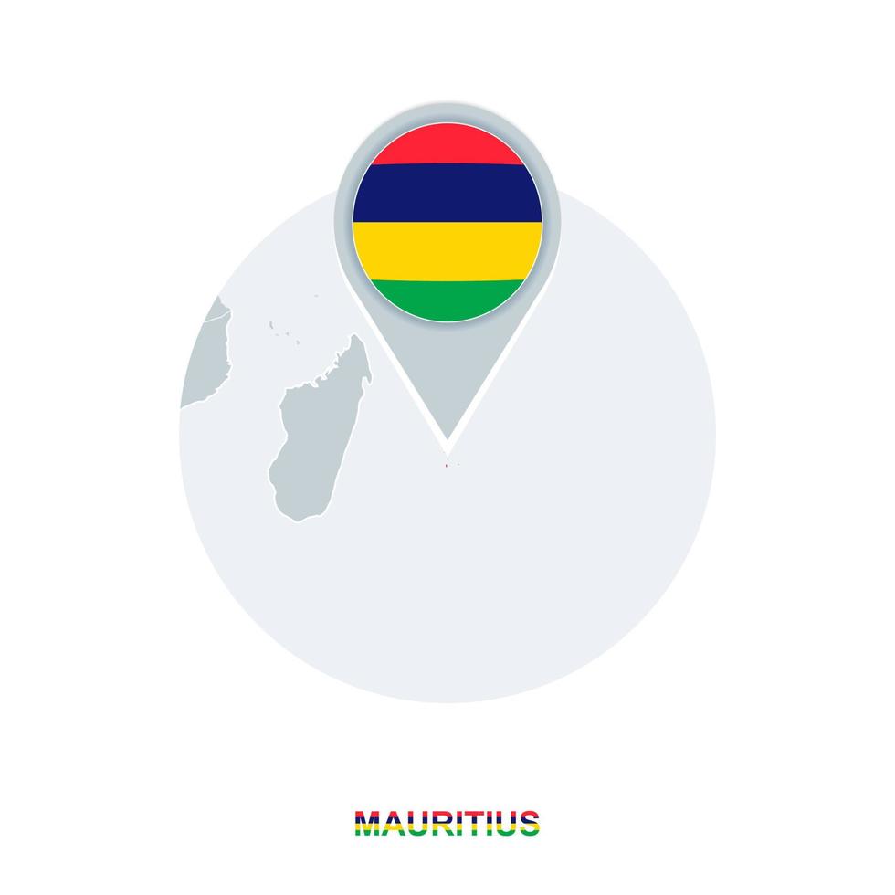 Mauritius Karte und Flagge, Vektor Karte Symbol mit hervorgehoben Mauritius