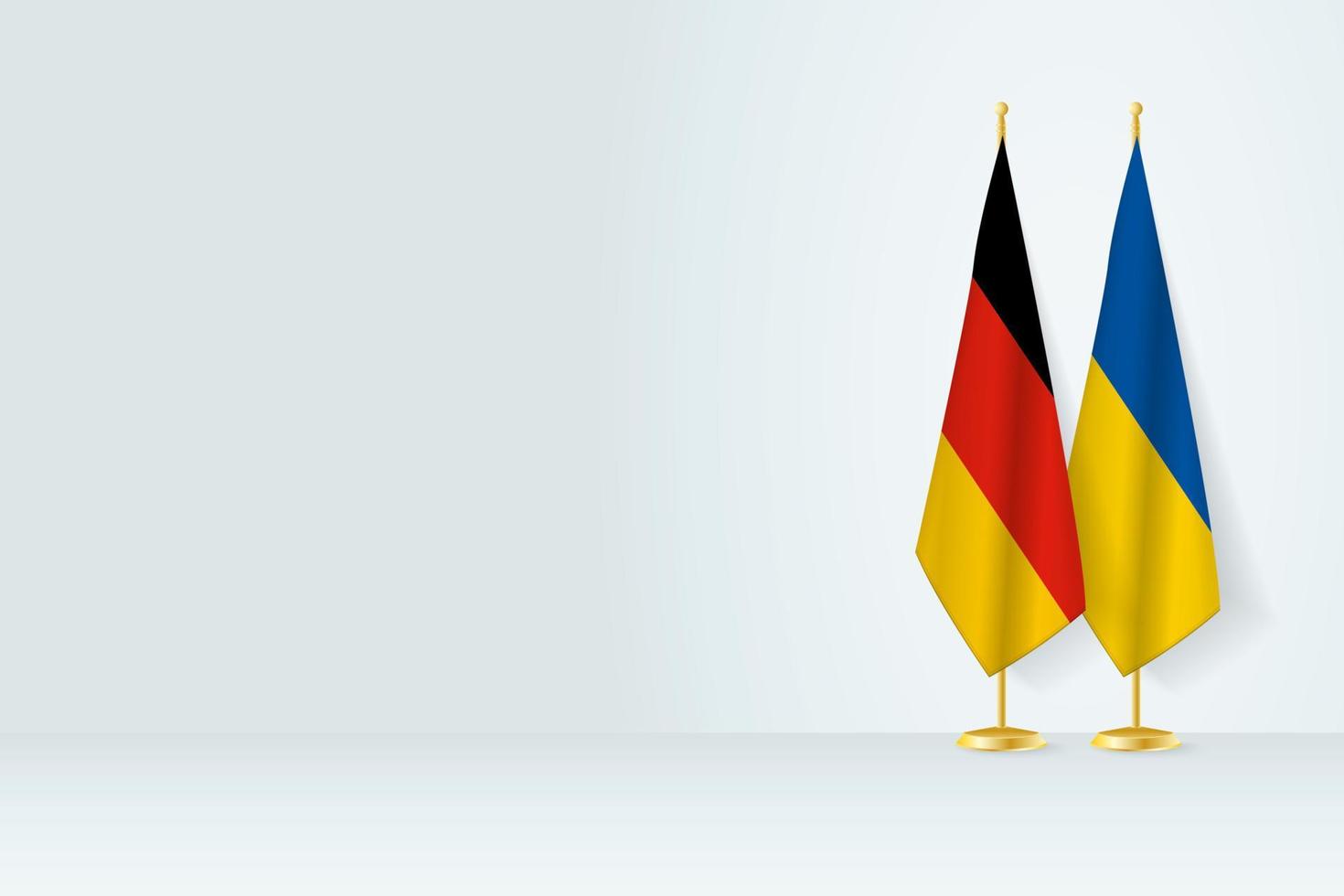 flaggor av Tyskland och ukraina på flagga stå, möte mellan två länder. vektor