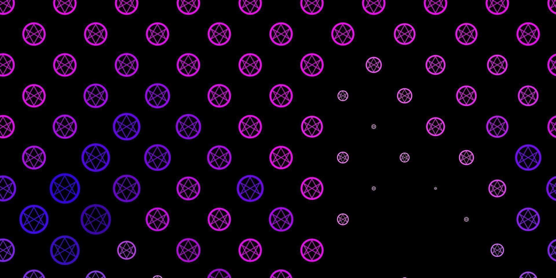 dunkelvioletter, rosa Vektorhintergrund mit okkulten Symbolen. vektor
