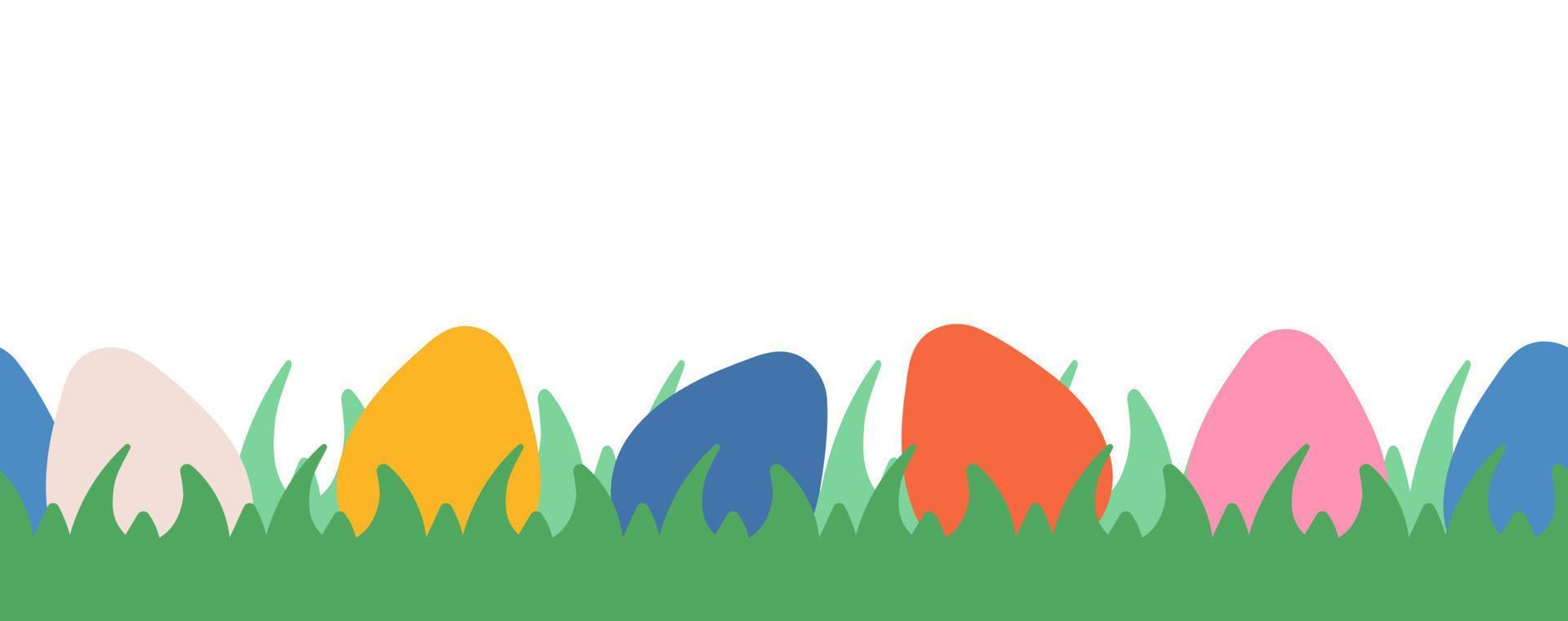 färgrik påsk ägg på gräs sömlös gräns vektor illustration