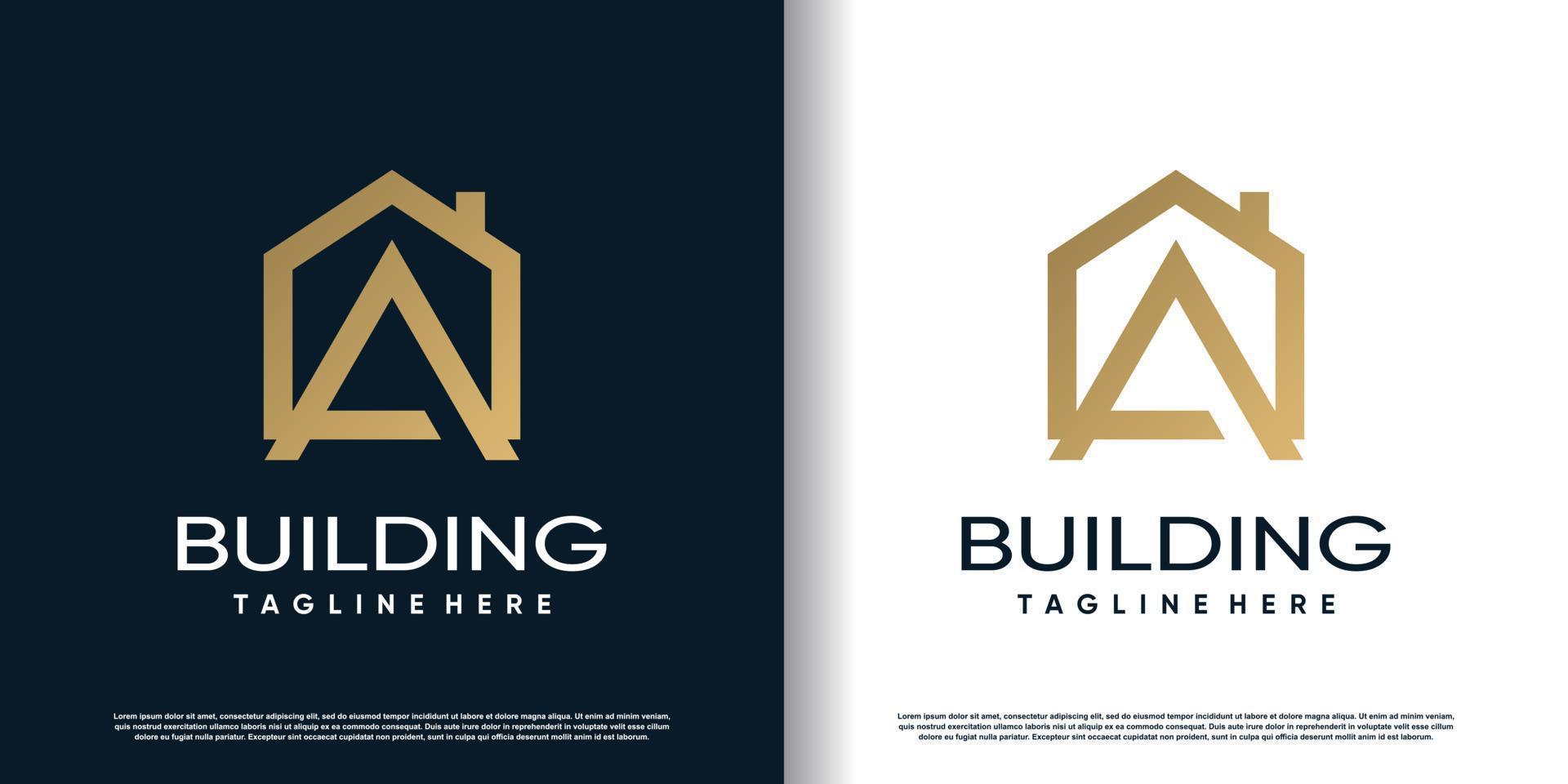 Initiale ein Logo Design Vorlage mit Gebäude Konzept Prämie Vektor