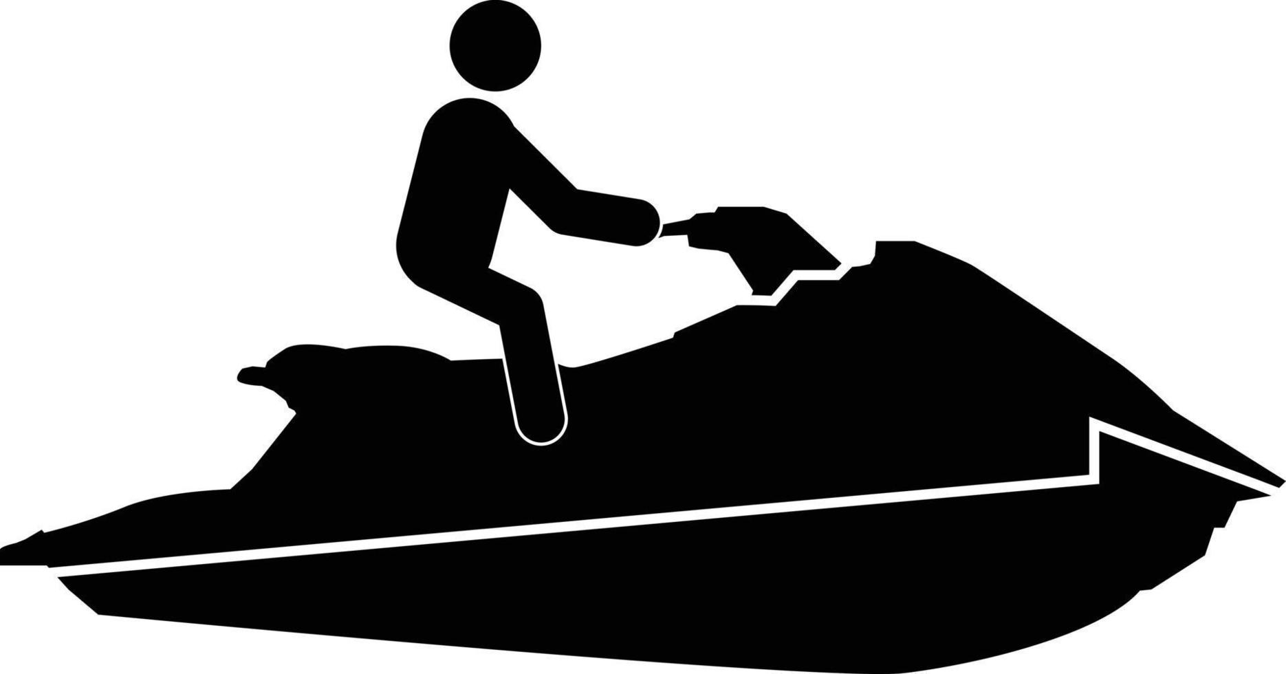 Jet Ski Symbol auf Weiß Hintergrund. Roller Transport Wasser Sport unterzeichnen. ein Fahrer auf ein Wasser Roller Symbol. eben Stil. vektor