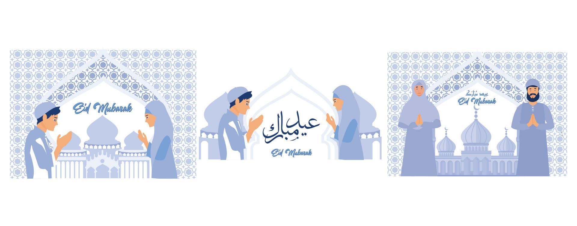 Moslem Menschen verzeihen jeder andere, Ramadan kareem Konzept, einstellen eben Vektor modern Illustration