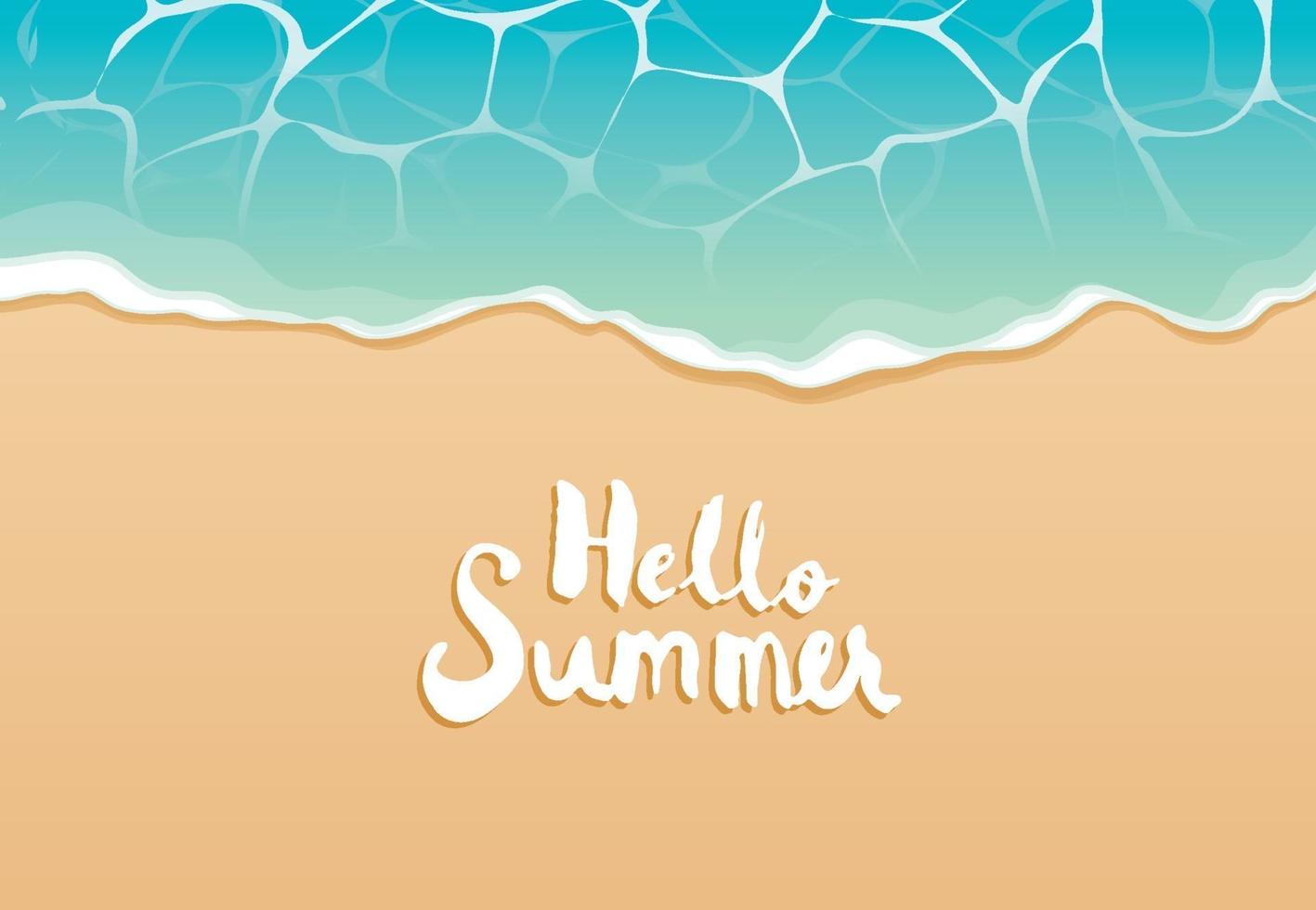 Hallo Sommer Strand Draufsicht Reise und Urlaub Hintergrund vektor