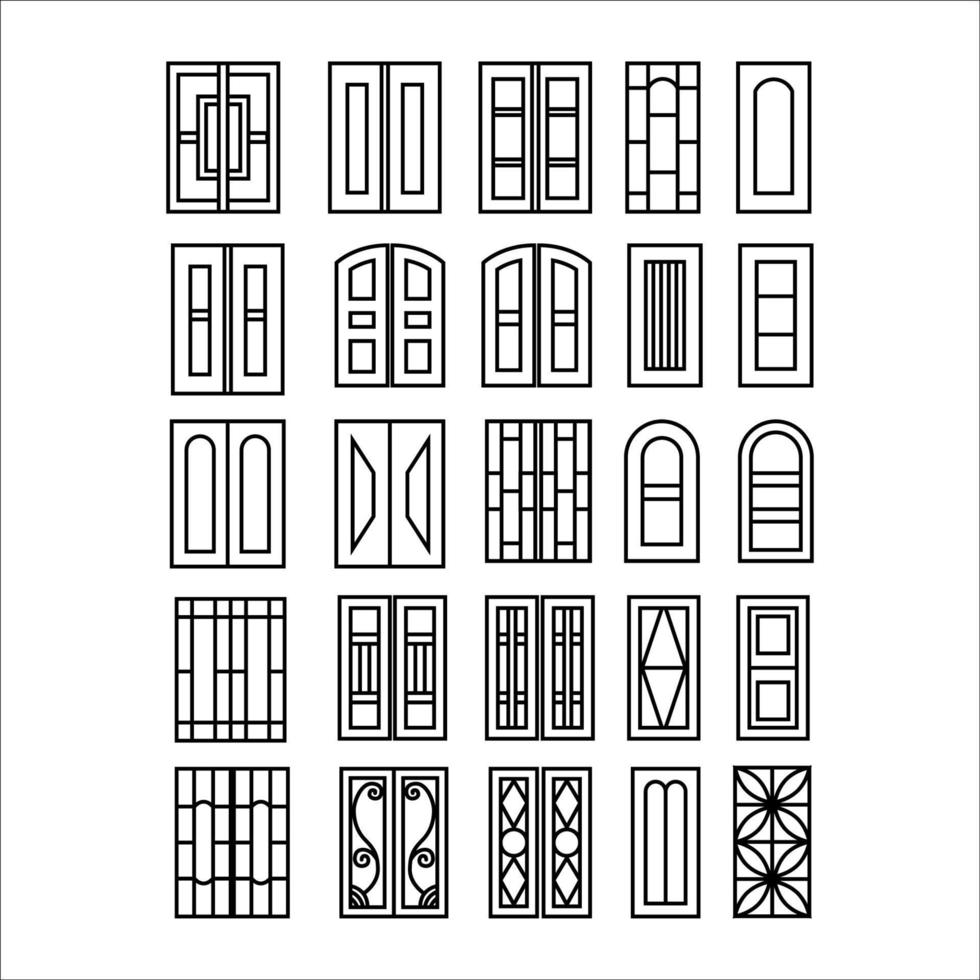 Sammlung von Tür und Fenster Stile Gliederung vektor