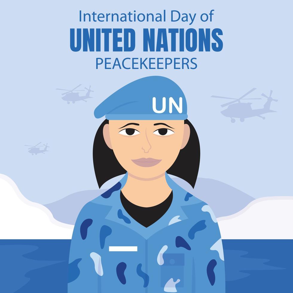 illustration vektor grafisk av en kvinna soldat är på ett is ö, perfekt för internationell dag, förenad nationer fredsbevarare, fira, hälsning kort, etc.