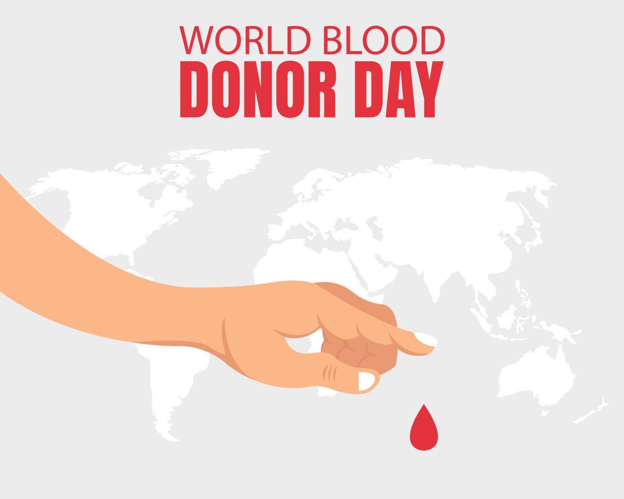illustration vektor grafisk av hand droppande blod, som visar värld Karta bakgrund, perfekt för internationell dag, värld blod givare dag, fira, hälsning kort, etc.