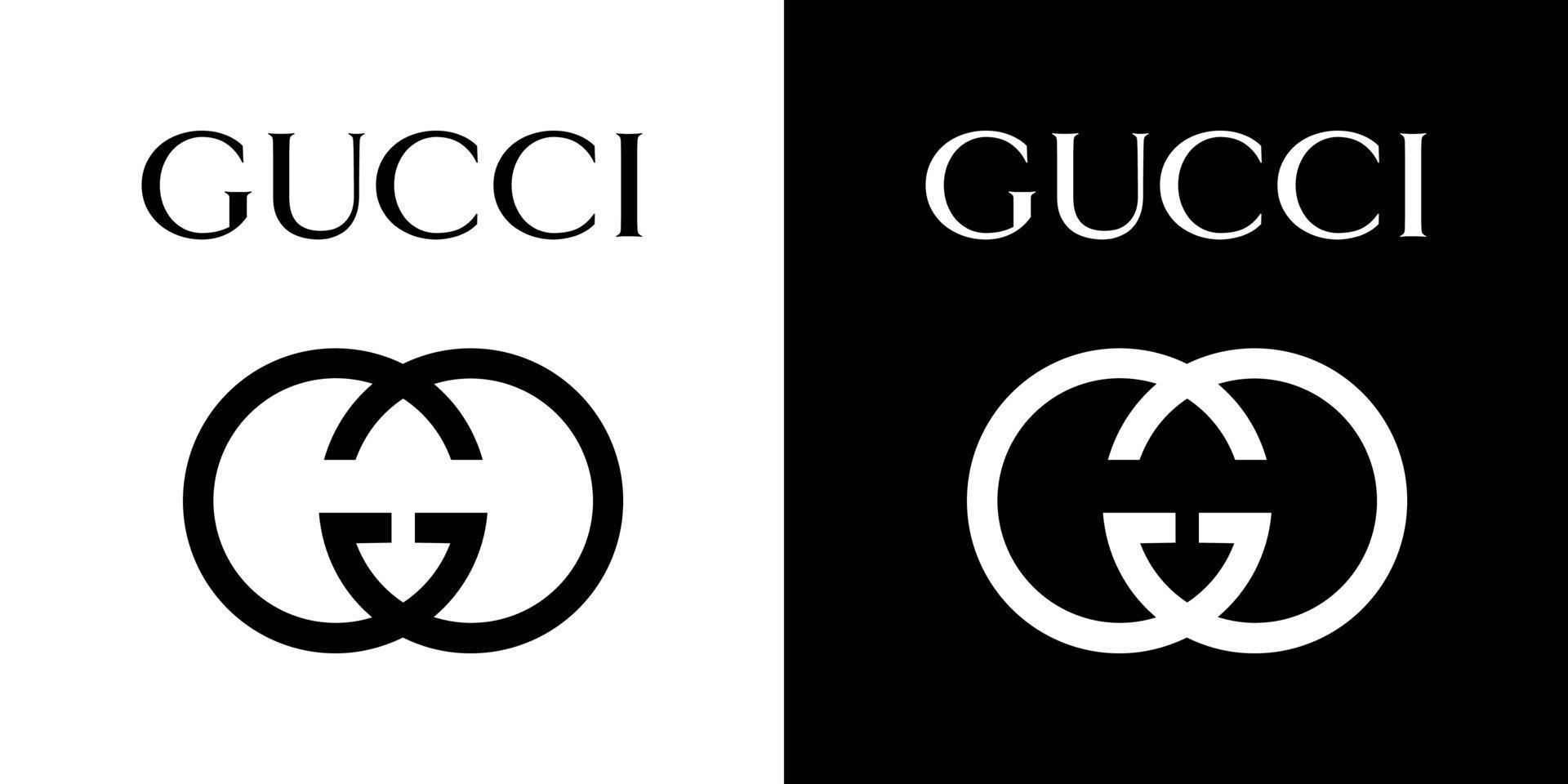 gucci logotyp - gucci ikon med typsnitt på whtie och svart bakgrund vektor