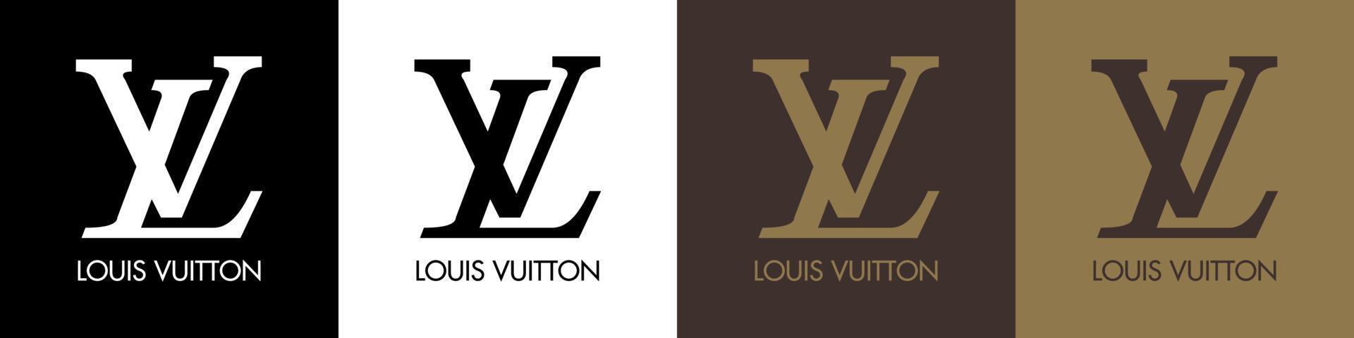 Louis vuitton Logo - - Louis vuitton Symbol mit Schrift auf Weiss, Schwarz, braun und Sahne Hintergrund vektor