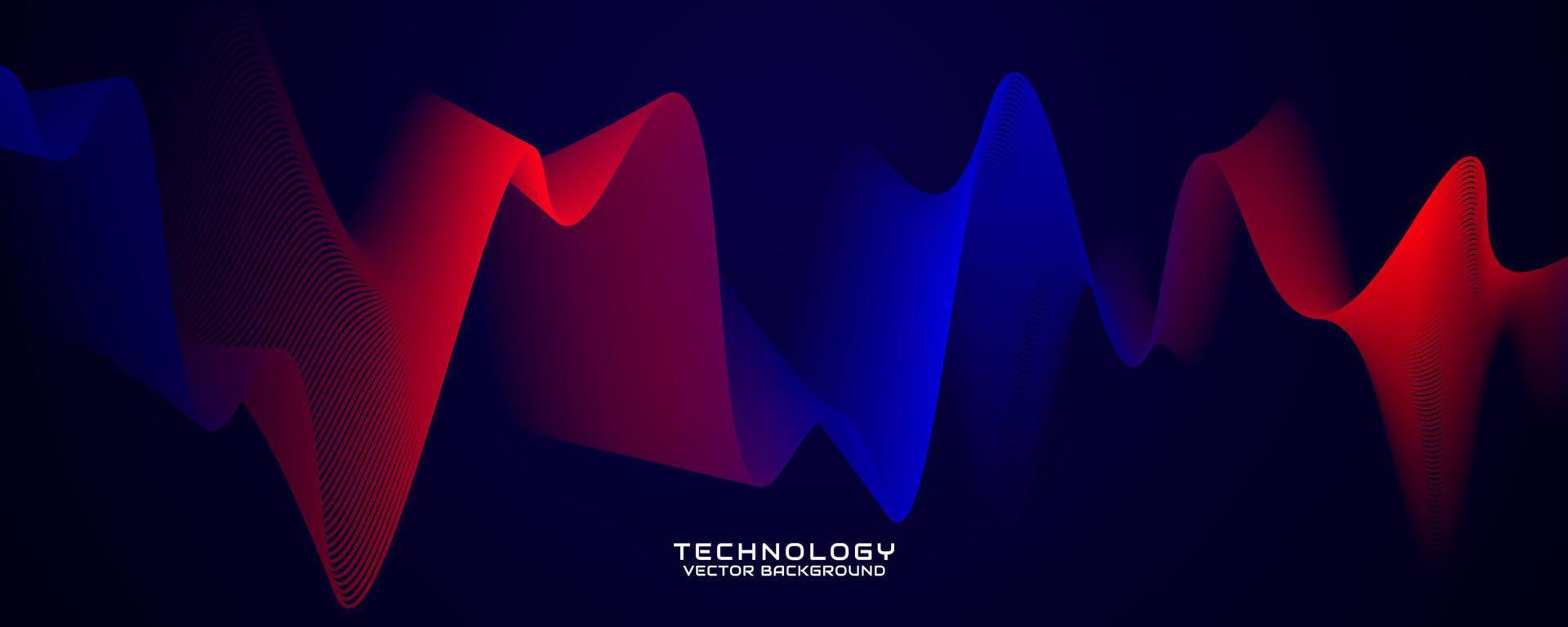 3d rot Blau Techno abstrakt Hintergrund Überlappung Schicht auf dunkel Raum mit glühend Wellen Konzept Dekoration. modern Grafik Design Element dynamisch wellig Stil zum Banner Flyer, Karte, oder Broschüre Startseite vektor