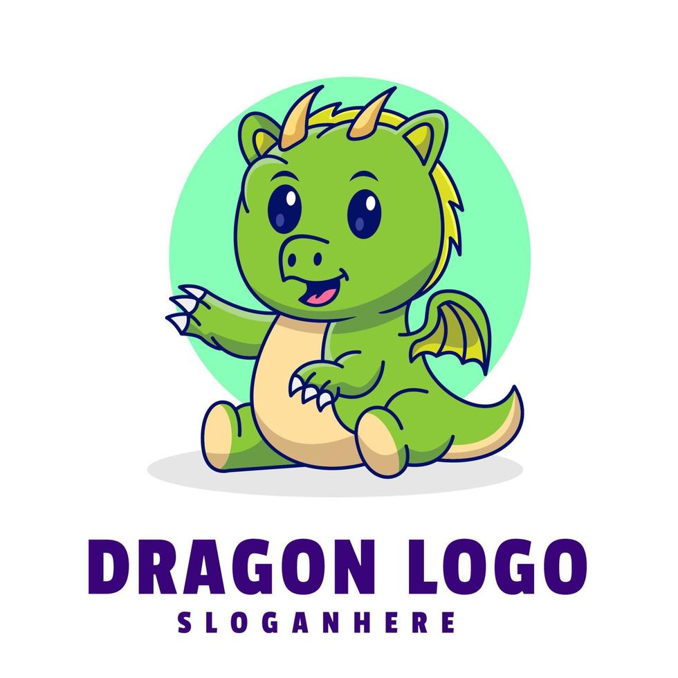 Drachen Karikatur Logo Vorlage vektor