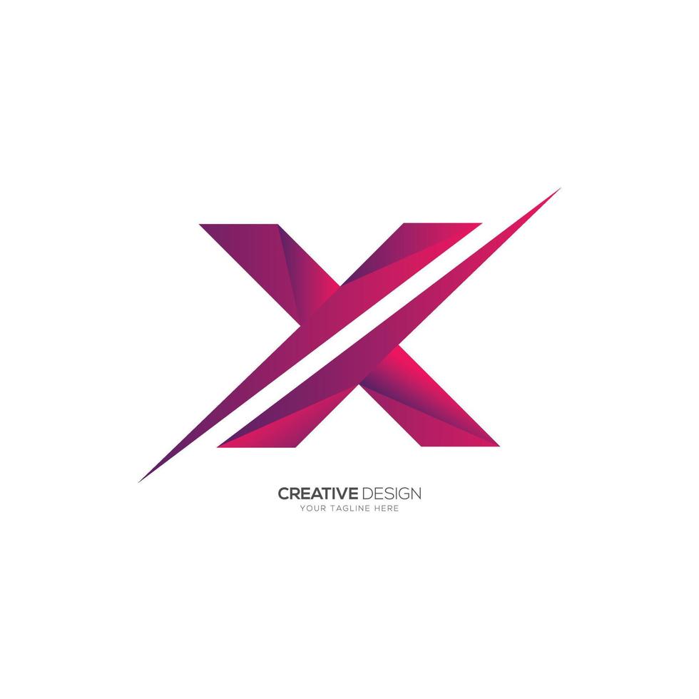 modern Brief x Scheiben Gradient bunt abstrakt Logo vektor