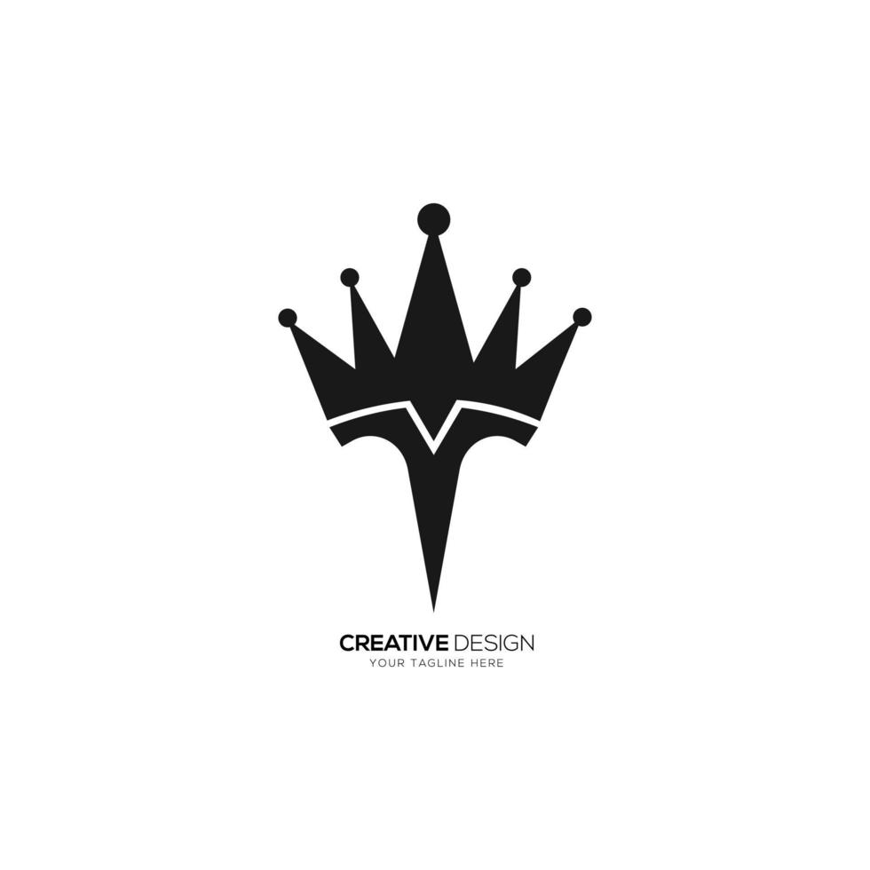 modern brev t med kung krona kreativ logotyp vektor