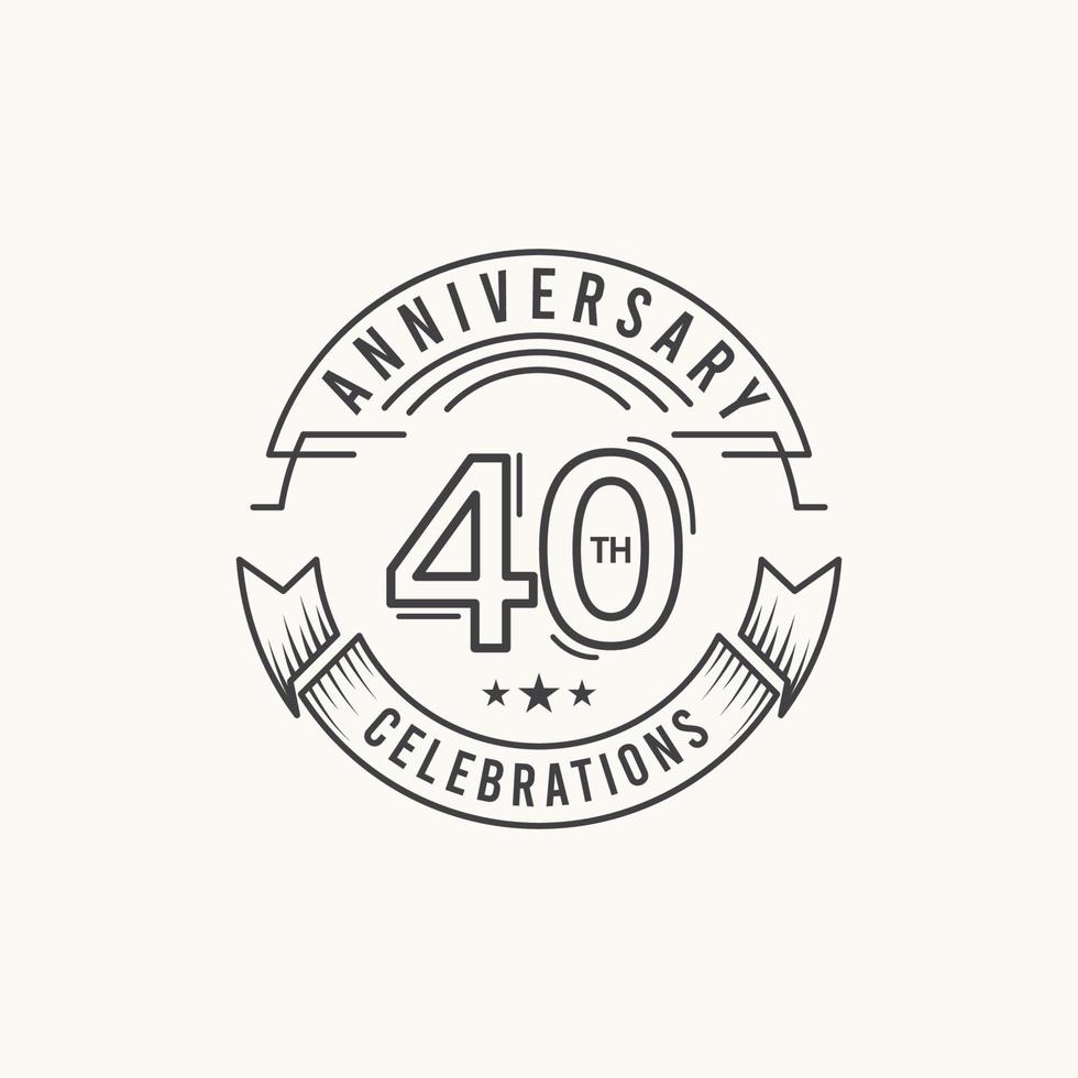 40 Jahre Jubiläumsfeier Logo Vektor Vorlage Design Illustration