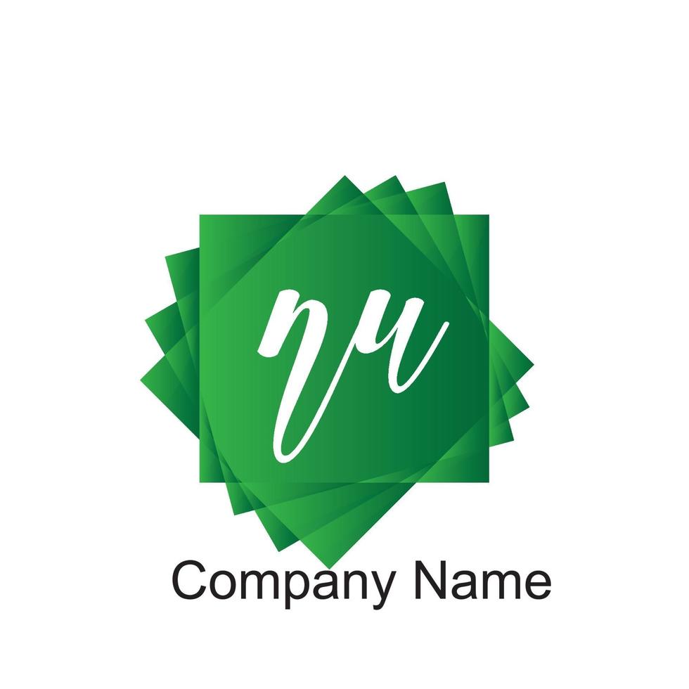 nu logotyp med färgglada cirkel, med randig komposition brev, uppsättningar av visitkort för företagsidentitet, kreativ industri, webb. - vektor