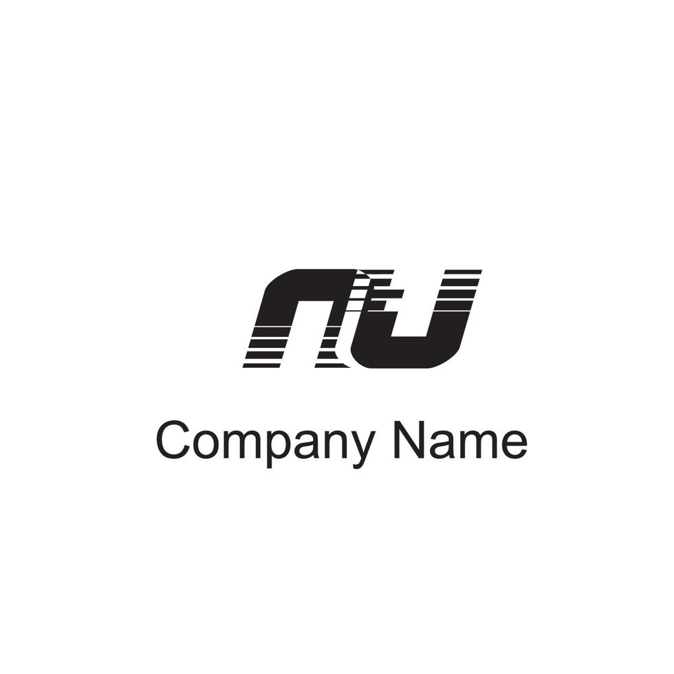 Nu-Logo mit buntem Kreis, mit gestreiftem Kompositionsbuchstaben, Visitenkartensätzen für Firmenidentität, Kreativwirtschaft, Web. - Vektor