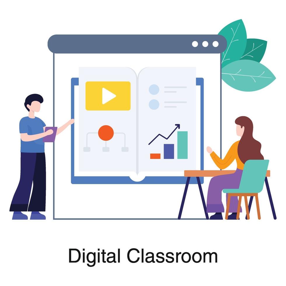 digitalt eller virtuellt klassrumskoncept vektor