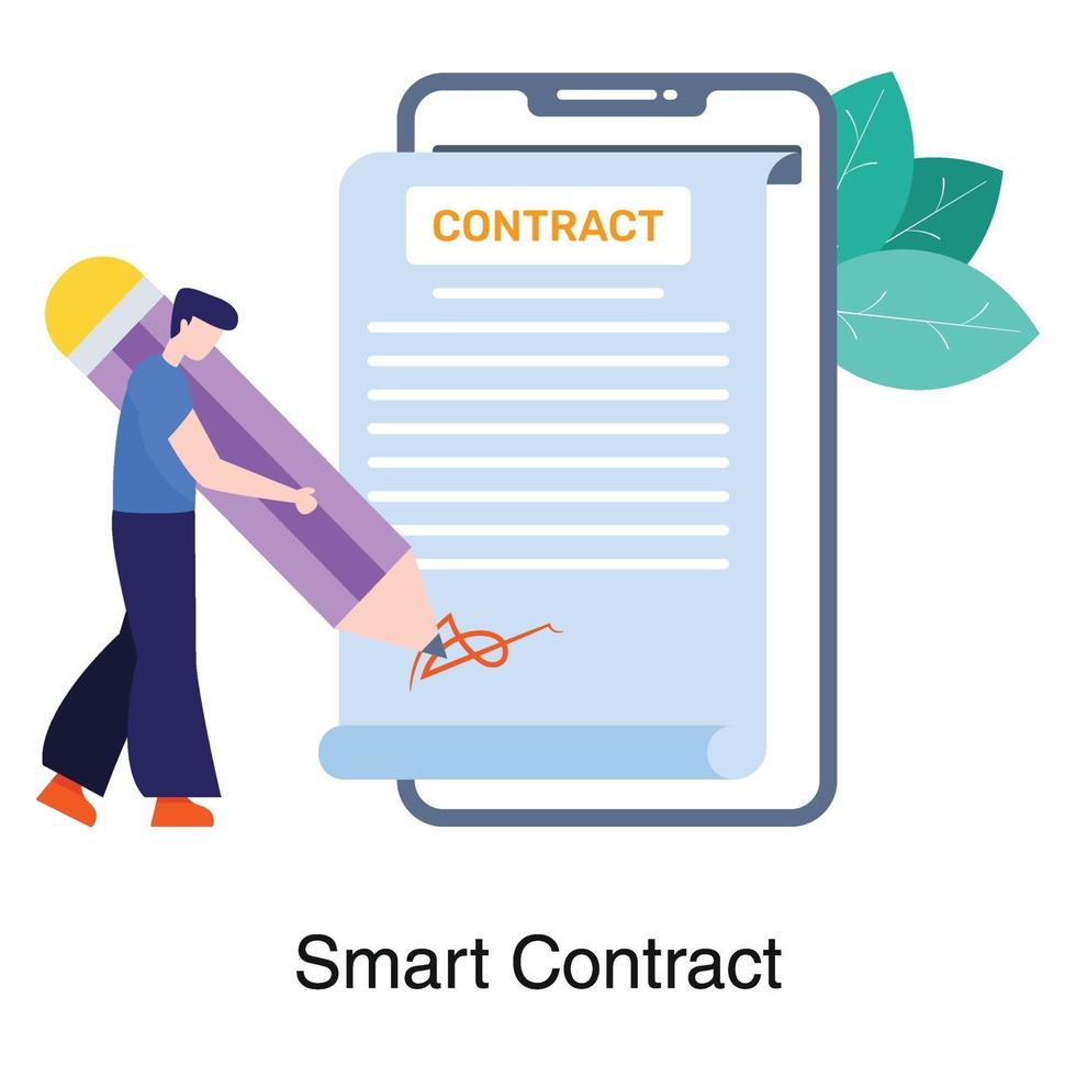 underteckna smart kontrakt koncept vektor