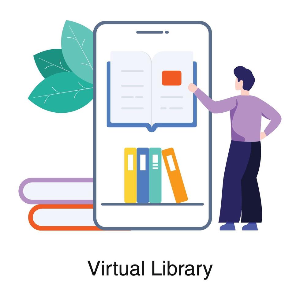 App-Konzept für die virtuelle Bibliothek vektor