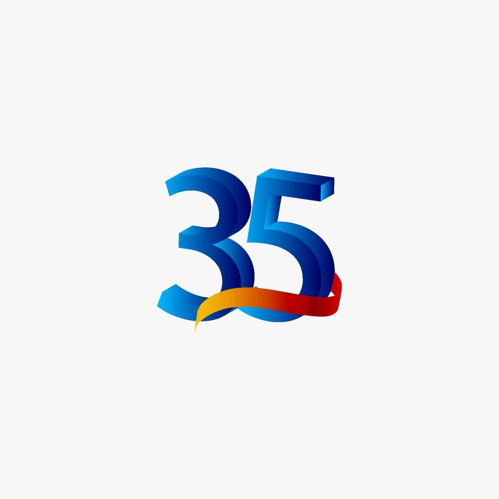 35 års illustration för design för mall för blå årsdag firande nummer blå vektor