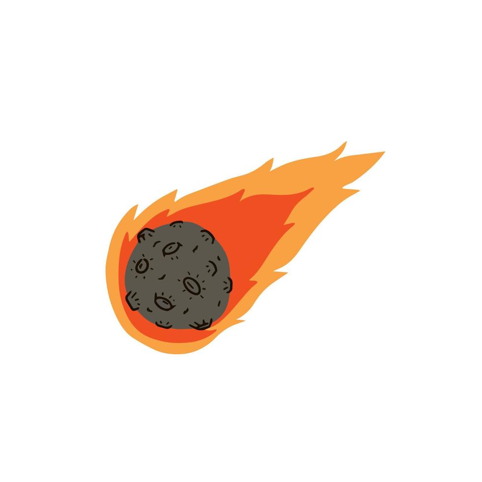 flygande asteroid, brinnande komet. astronomisk objekt med svans vektor design illustration. farlig explosiv Plats objekt