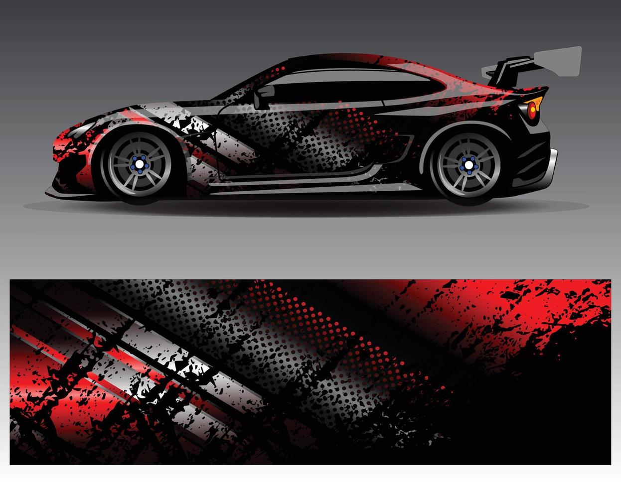 bil wrap design vektor. grafisk abstrakt stripe racing bakgrund kit designs för wrap fordon racer bil rally äventyr och livery vektor