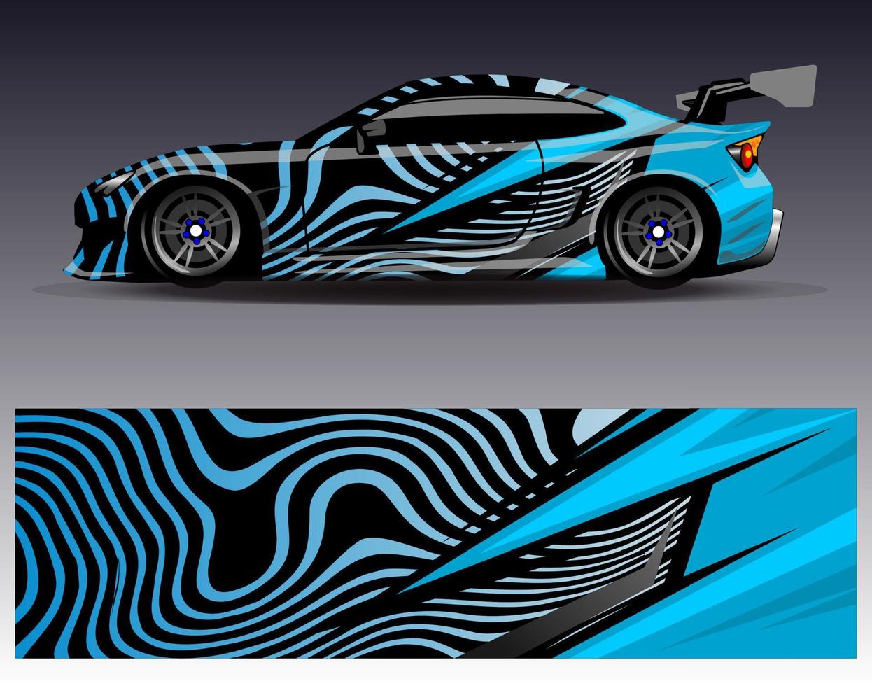 bil wrap design vektor. grafisk abstrakt stripe racing bakgrund kit designs för wrap fordon racer bil rally äventyr och livery vektor