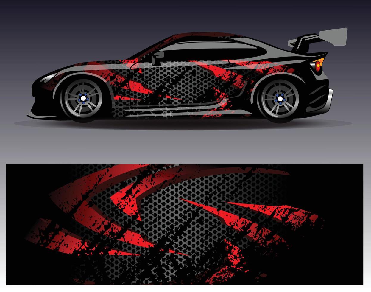 Auto-Wrap-Design-Vektor. grafische abstrakte Streifen-Rennhintergrund-Kit-Designs für Wrap-Fahrzeug-Rennwagen-Rallye-Abenteuer und Lackierungen vektor