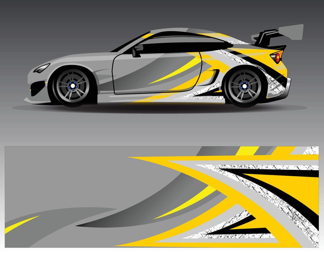 Auto-Wrap-Design-Vektor. grafische abstrakte Streifen-Rennhintergrund-Kit-Designs für Wrap-Fahrzeug-Rennwagen-Rallye-Abenteuer und Lackierungen vektor