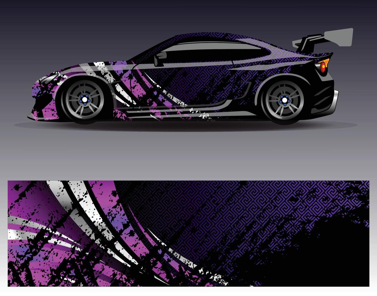 bil wrap design vektor. grafisk abstrakt stripe racing bakgrund kit designs för wrap fordon racer bil rally äventyr och livery vektor