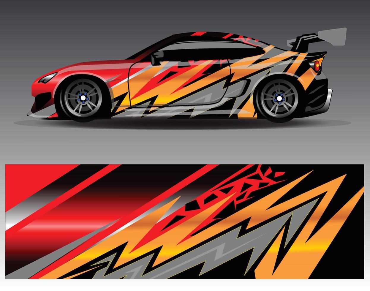 Auto-Wrap-Design-Vektor. grafische abstrakte Streifen-Rennhintergrund-Kit-Designs für Wrap-Fahrzeug-Rennwagen-Rallye-Abenteuer und Lackierungen vektor