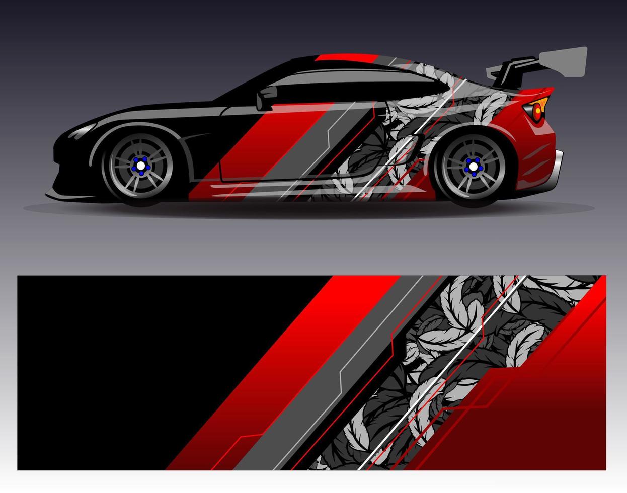 Auto-Wrap-Design-Vektor. grafische abstrakte Streifen-Rennhintergrund-Kit-Designs für Wrap-Fahrzeug-Rennwagen-Rallye-Abenteuer und Lackierungen vektor