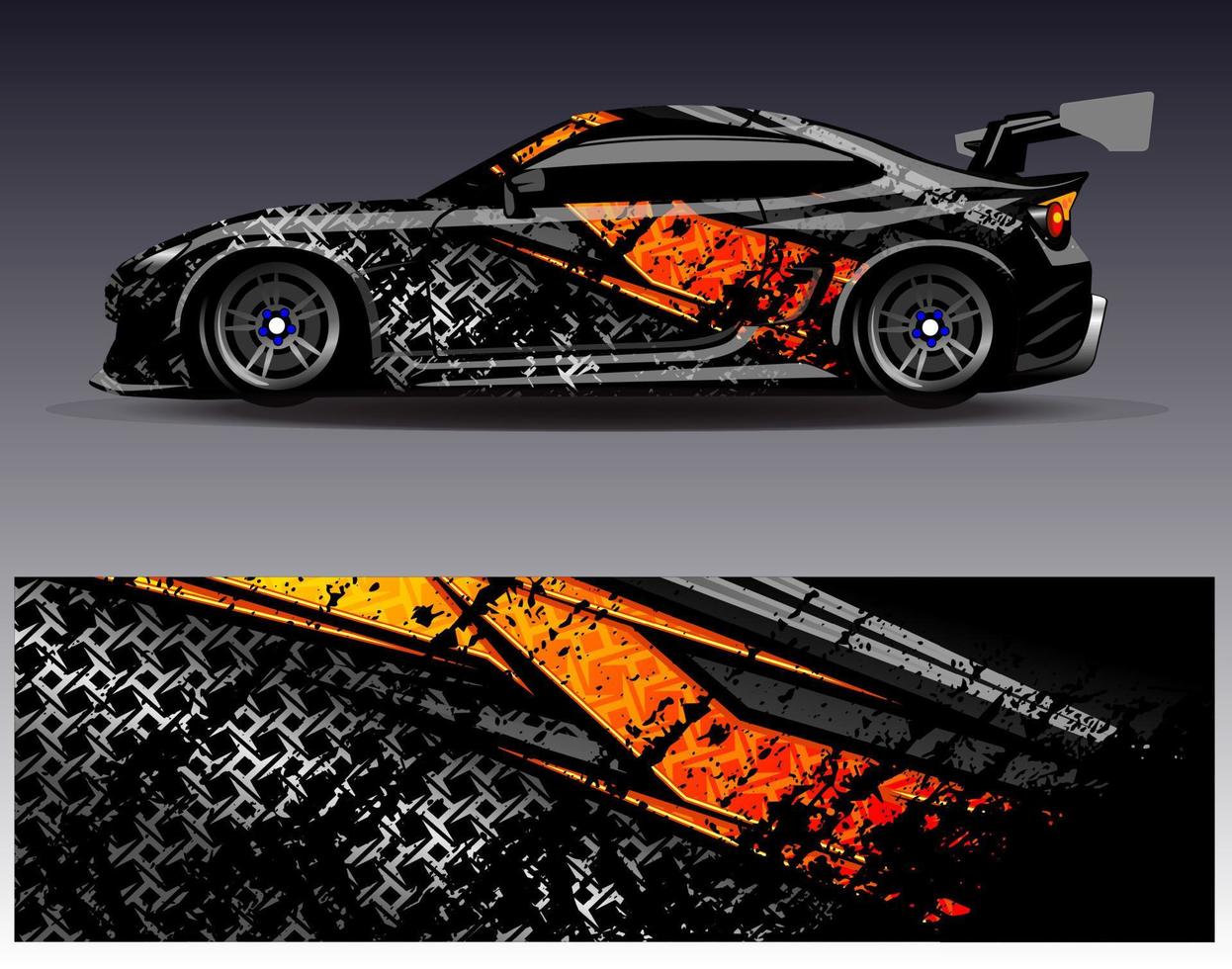 Auto-Wrap-Design-Vektor. grafische abstrakte Streifen-Rennhintergrund-Kit-Designs für Wrap-Fahrzeug-Rennwagen-Rallye-Abenteuer und Lackierungen vektor