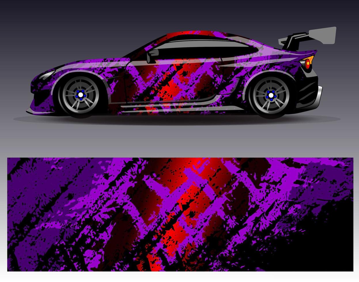 bil wrap design vektor. grafisk abstrakt stripe racing bakgrund kit designs för wrap fordon racer bil rally äventyr och livery vektor