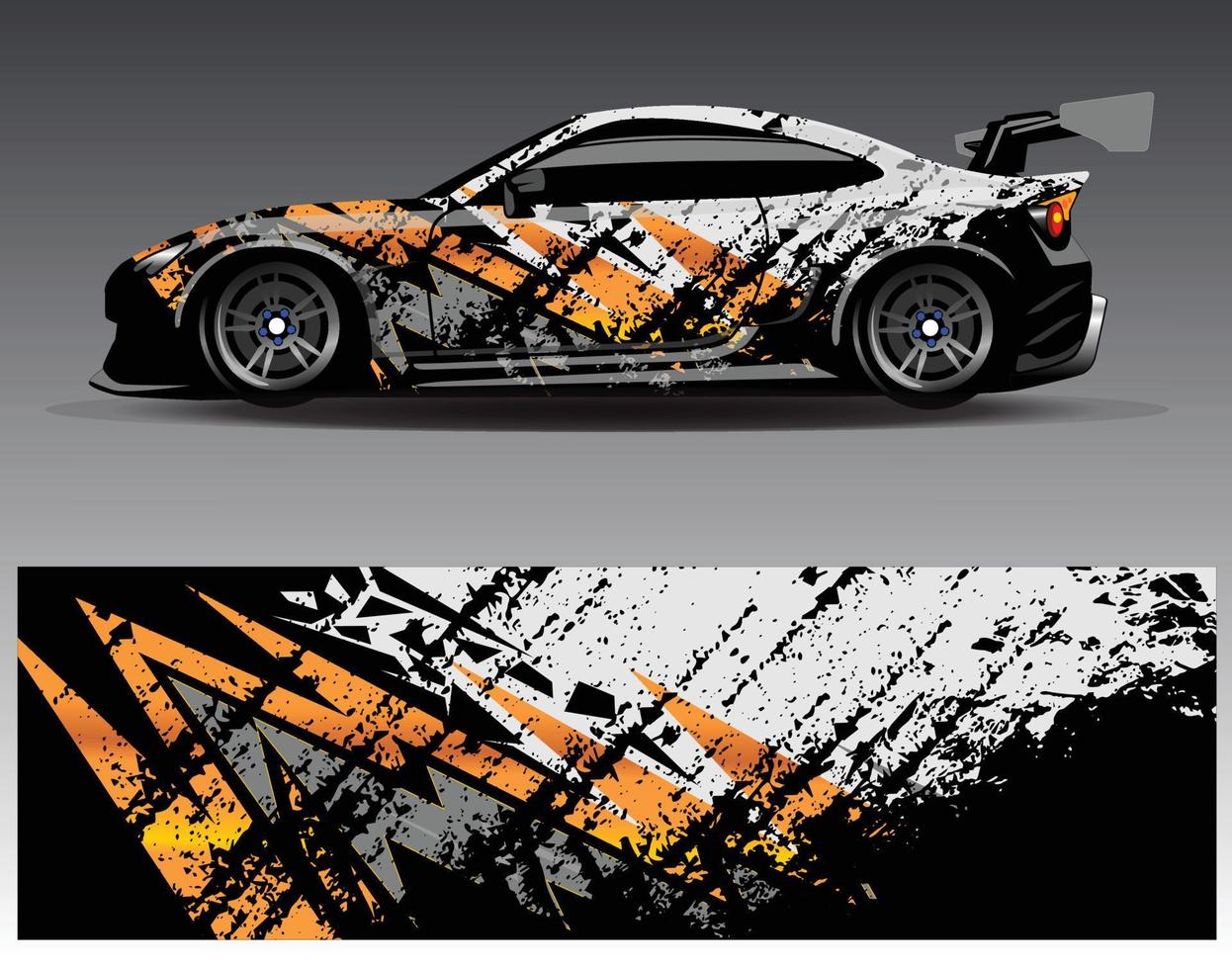 Auto-Wrap-Design-Vektor. grafische abstrakte Streifen-Rennhintergrund-Kit-Designs für Wrap-Fahrzeug-Rennwagen-Rallye-Abenteuer und Lackierungen vektor