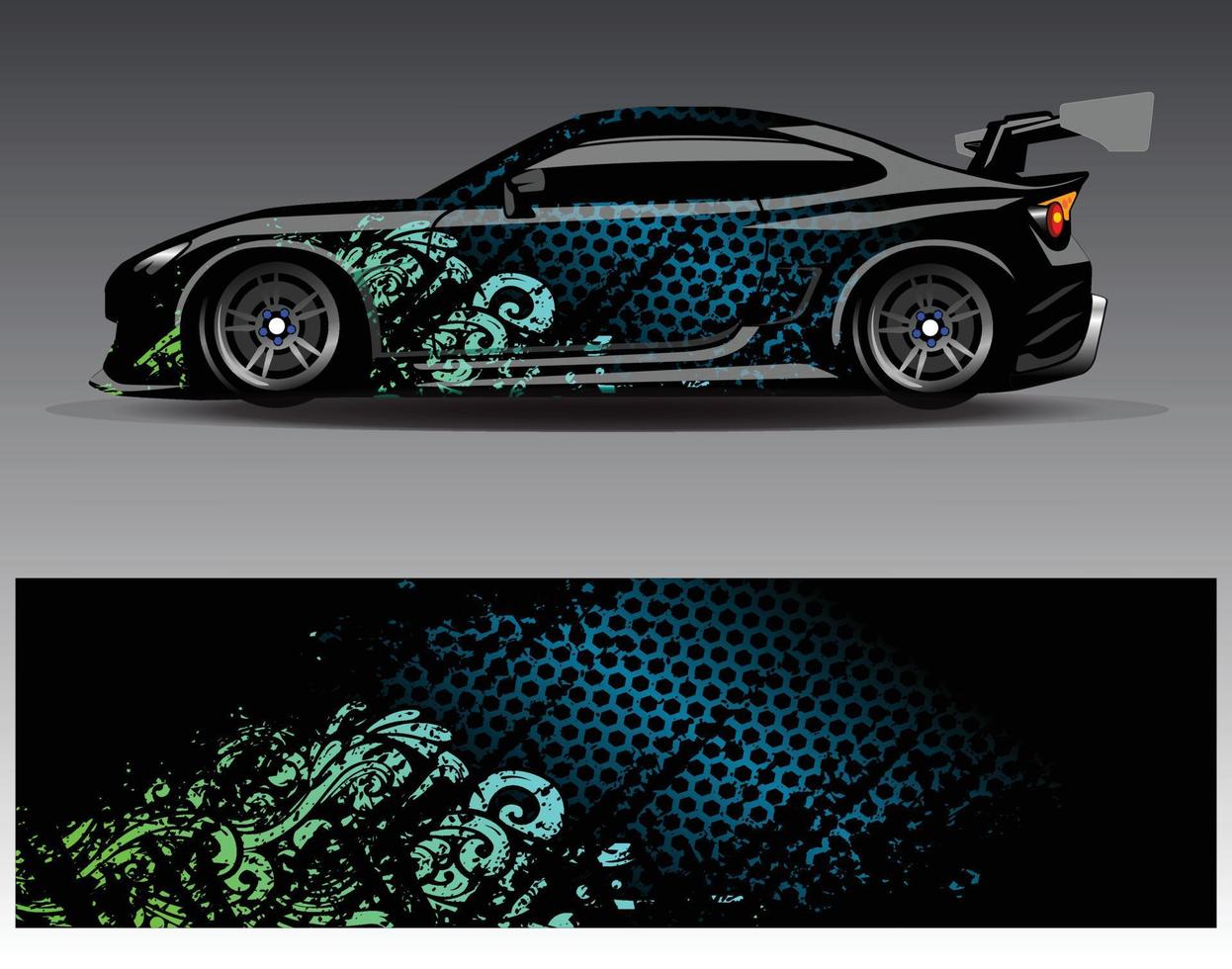 Auto-Wrap-Design-Vektor. grafische abstrakte Streifen-Rennhintergrund-Kit-Designs für Wrap-Fahrzeug-Rennwagen-Rallye-Abenteuer und Lackierungen vektor