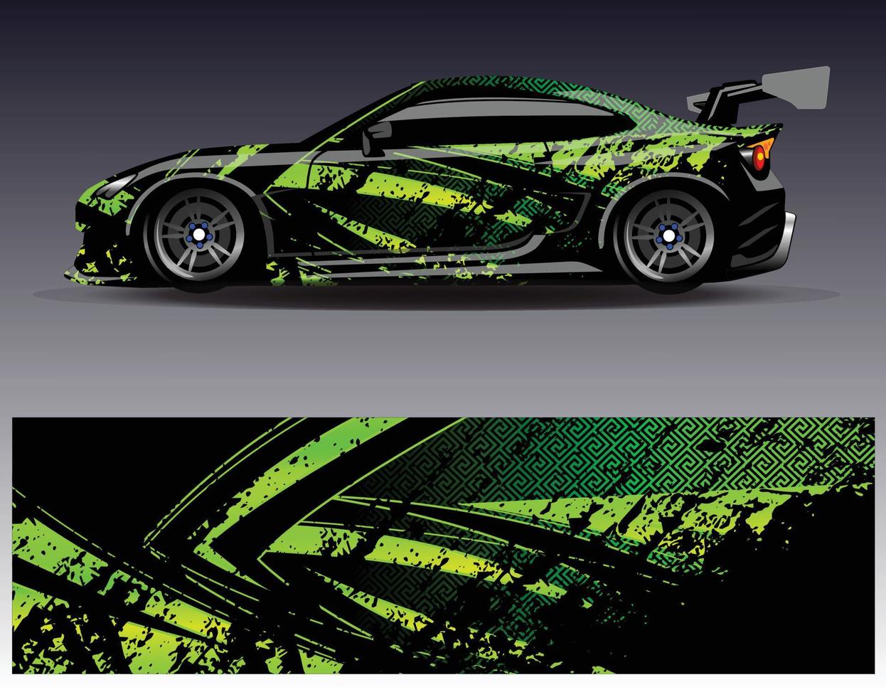 Auto-Wrap-Design-Vektor. grafische abstrakte Streifen-Rennhintergrund-Kit-Designs für Wrap-Fahrzeug-Rennwagen-Rallye-Abenteuer und Lackierungen vektor