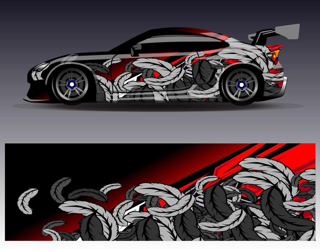 Auto-Wrap-Design-Vektor. grafische abstrakte Streifen-Rennhintergrund-Kit-Designs für Wrap-Fahrzeug-Rennwagen-Rallye-Abenteuer und Lackierungen vektor