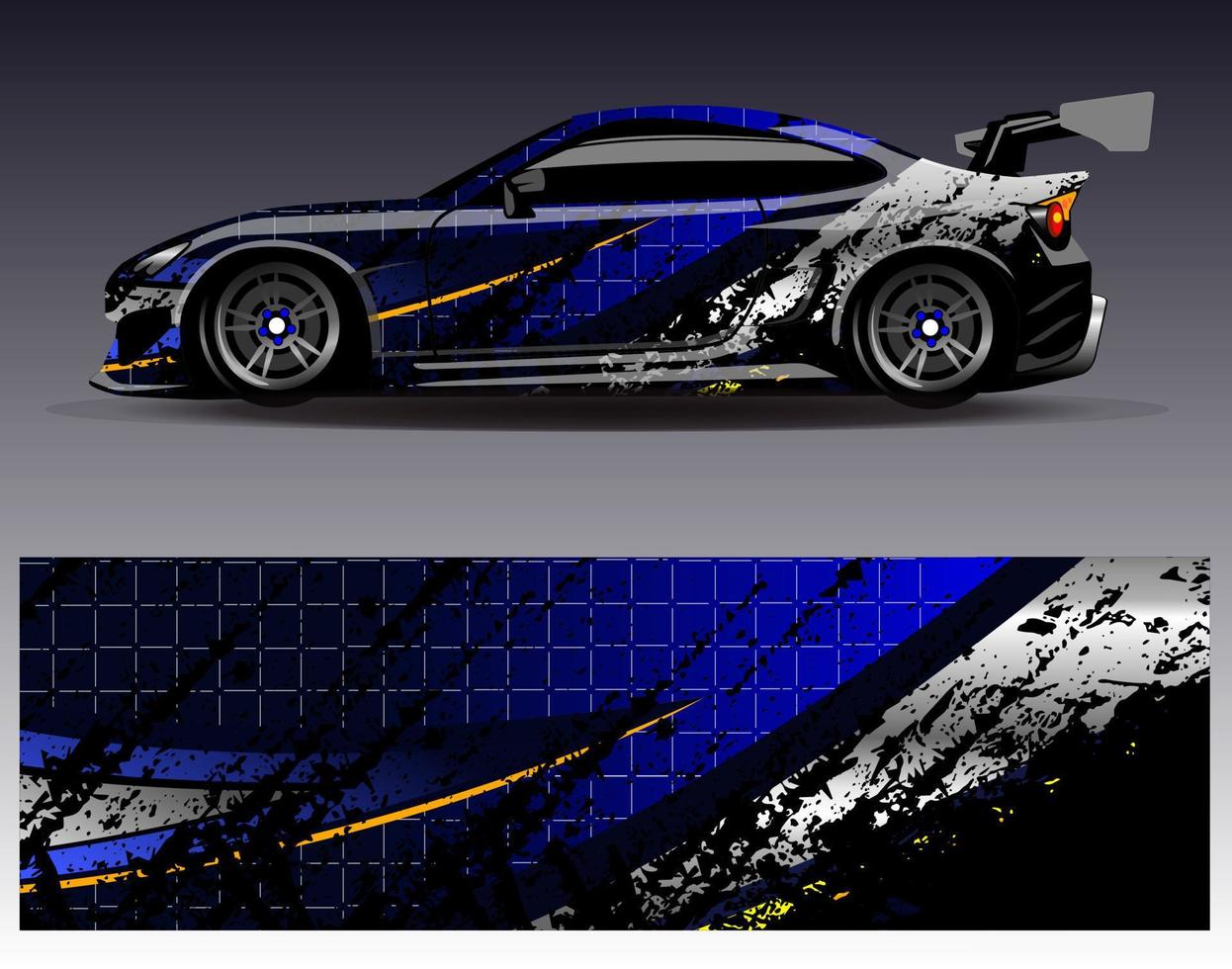 bil wrap design vektor. grafisk abstrakt stripe racing bakgrund kit designs för wrap fordon racer bil rally äventyr och livery vektor