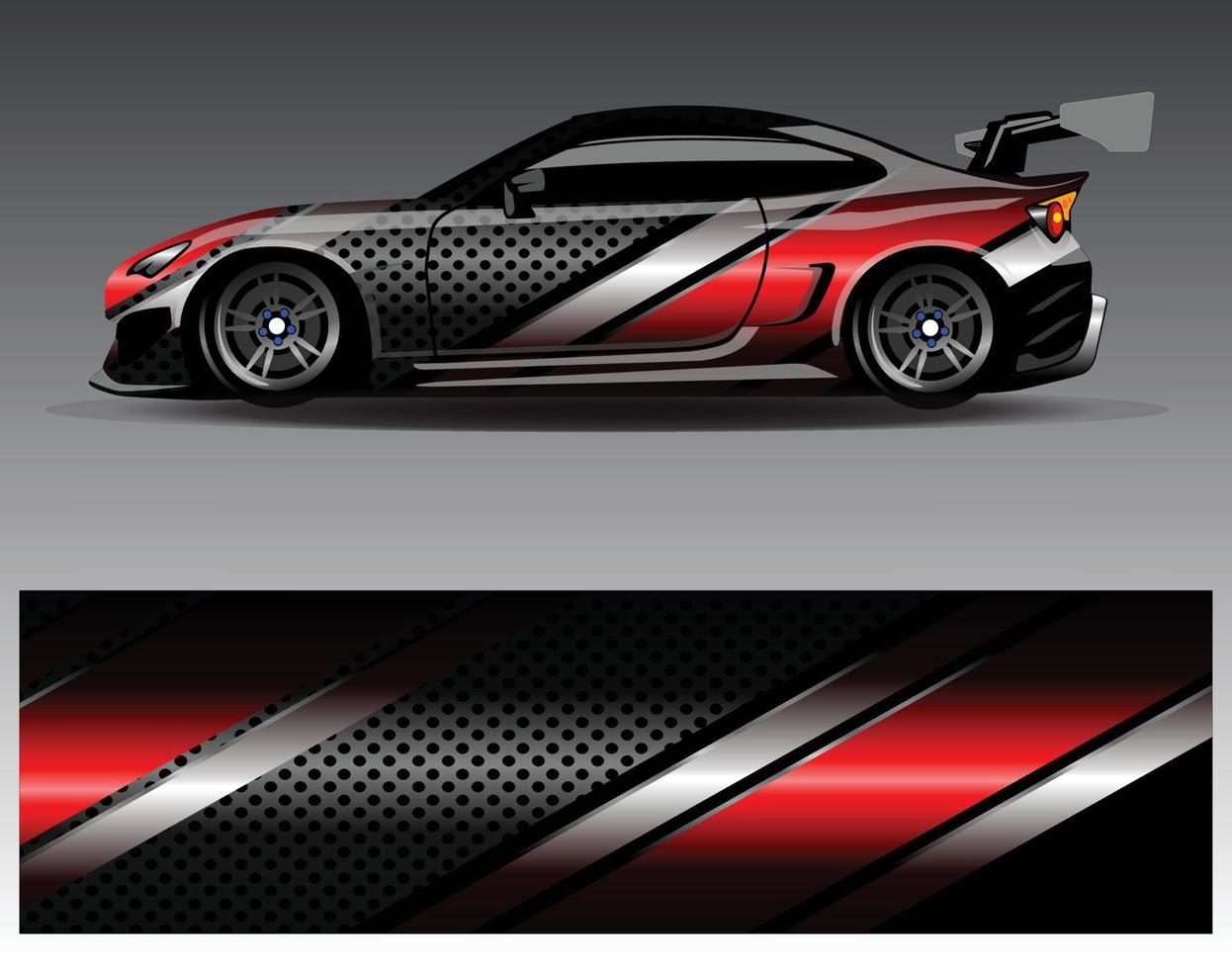 Auto-Wrap-Design-Vektor. grafische abstrakte Streifen-Rennhintergrund-Kit-Designs für Wrap-Fahrzeug-Rennwagen-Rallye-Abenteuer und Lackierungen vektor