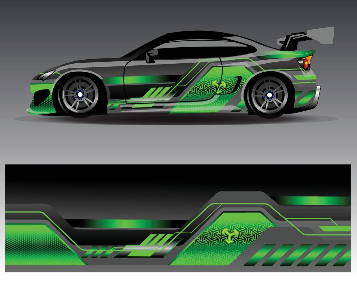 Auto-Wrap-Design-Vektor. grafische abstrakte Streifen-Rennhintergrund-Kit-Designs für Wrap-Fahrzeug-Rennwagen-Rallye-Abenteuer und Lackierungen vektor