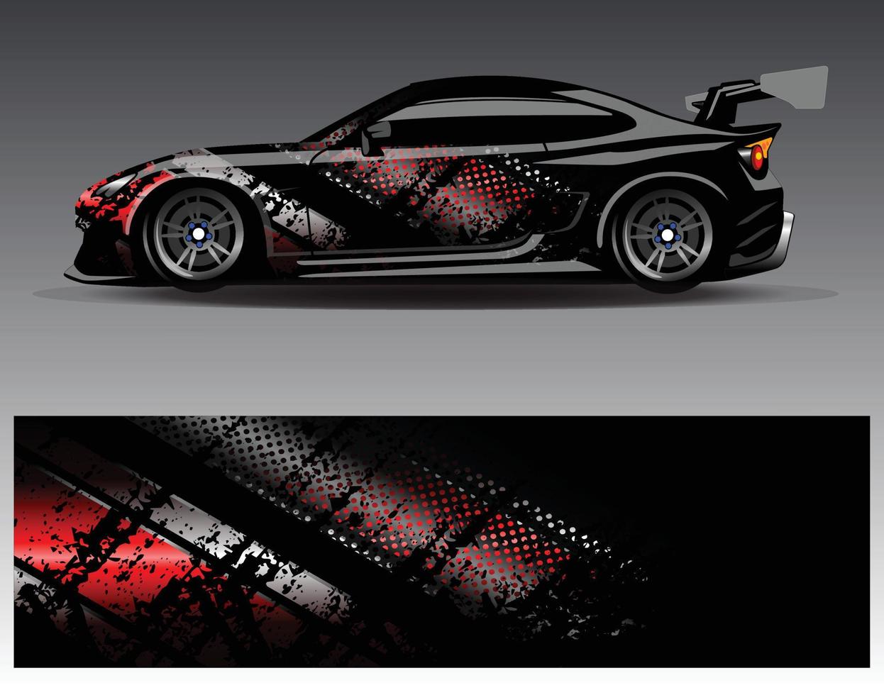 Auto-Wrap-Design-Vektor. grafische abstrakte Streifen-Rennhintergrund-Kit-Designs für Wrap-Fahrzeug-Rennwagen-Rallye-Abenteuer und Lackierungen vektor