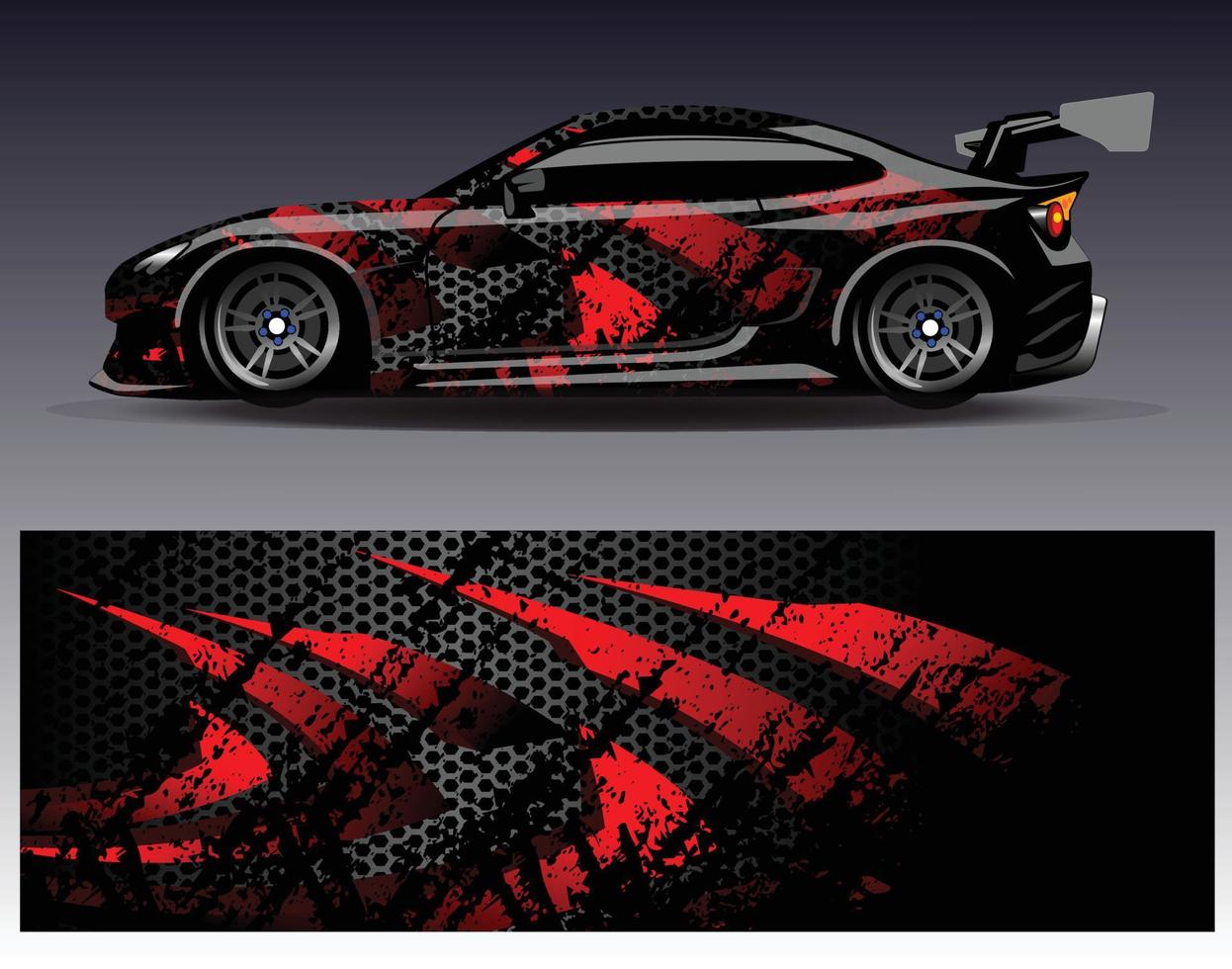 bil wrap design vektor. grafisk abstrakt stripe racing bakgrund kit designs för wrap fordon racer bil rally äventyr och livery vektor