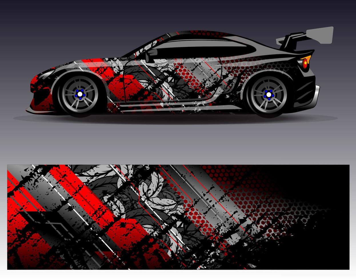 Auto-Wrap-Design-Vektor. grafische abstrakte Streifen-Rennhintergrund-Kit-Designs für Wrap-Fahrzeug-Rennwagen-Rallye-Abenteuer und Lackierungen vektor