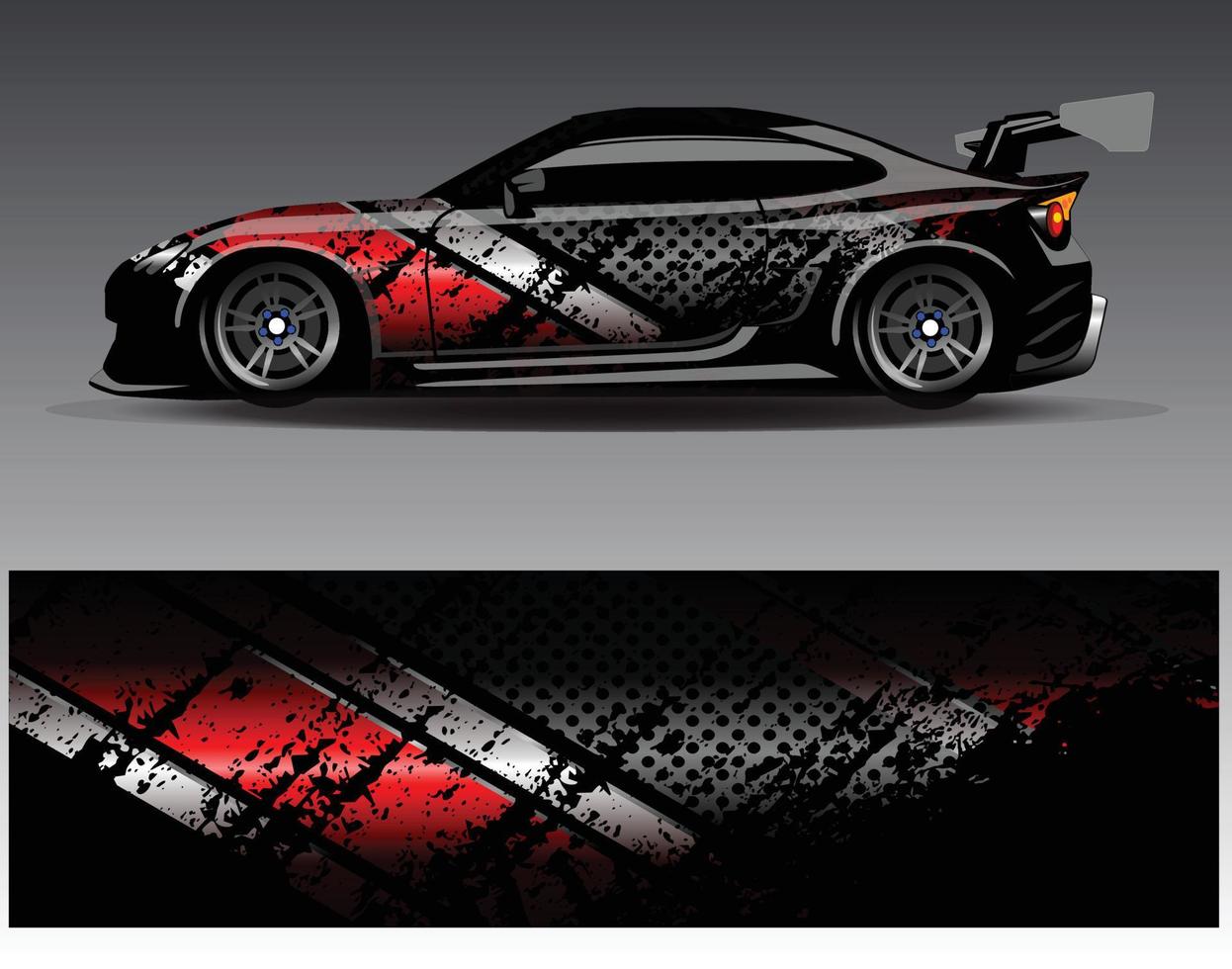 bil wrap design vektor. grafisk abstrakt stripe racing bakgrund kit designs för wrap fordon racer bil rally äventyr och livery vektor