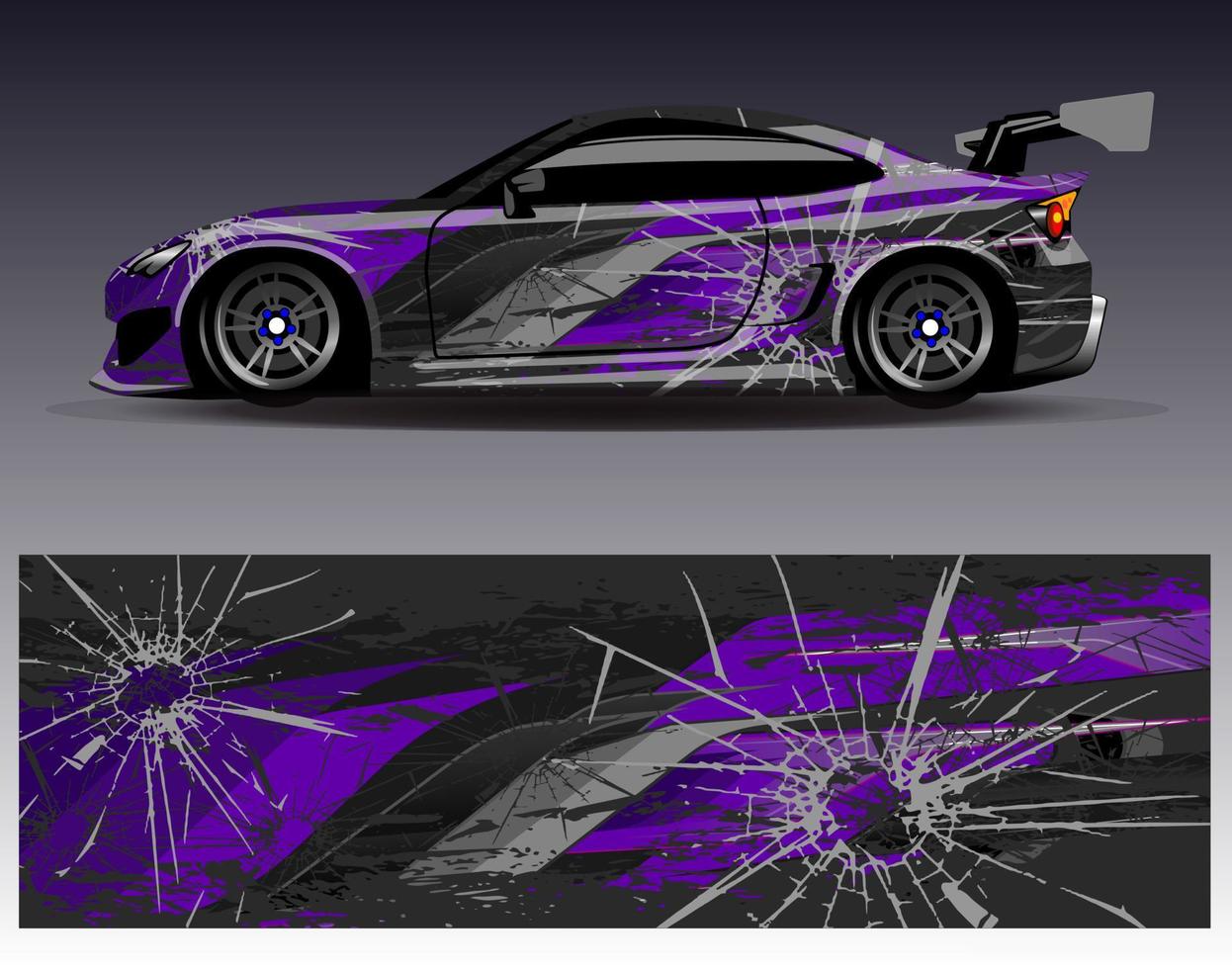 Auto-Wrap-Design-Vektor. grafische abstrakte Streifen-Rennhintergrund-Kit-Designs für Wrap-Fahrzeug-Rennwagen-Rallye-Abenteuer und Lackierungen vektor